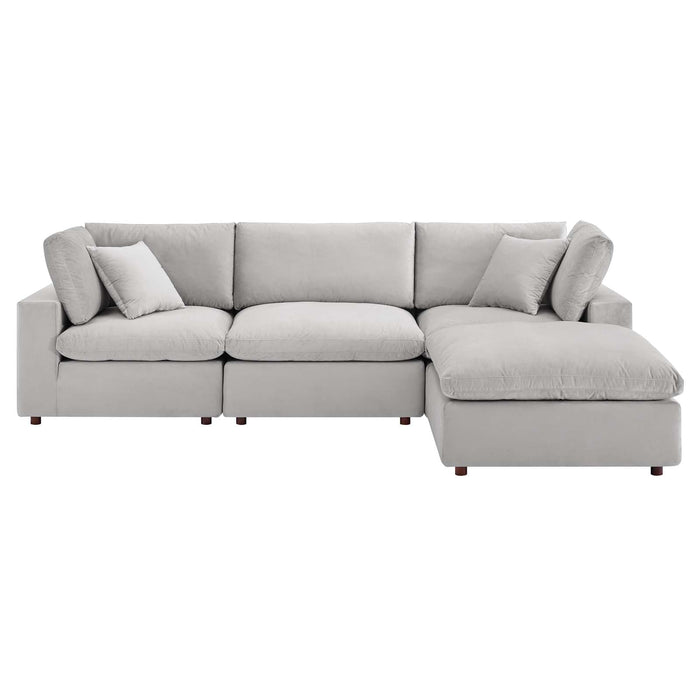 Commix Overstuffed Performance Velvet Sectional Sofa - Luxurious Comfort for Modern Living Spaces