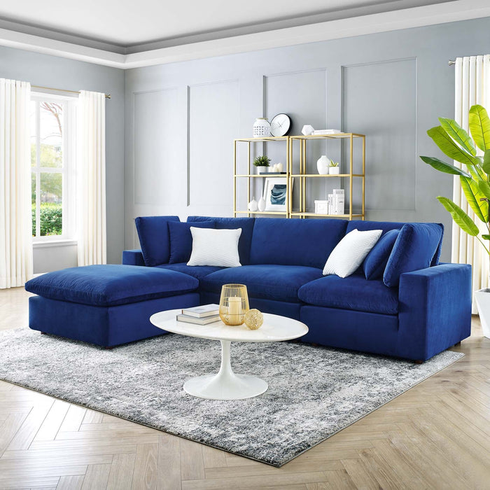 Commix Overstuffed Performance Velvet Sectional Sofa - Luxurious Comfort for Modern Living Spaces