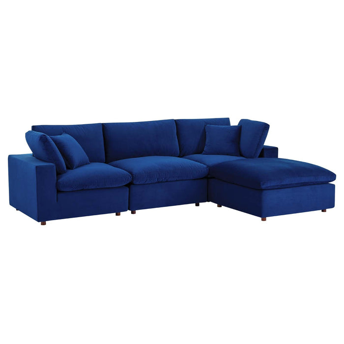 Commix Overstuffed Performance Velvet Sectional Sofa - Luxurious Comfort for Modern Living Spaces