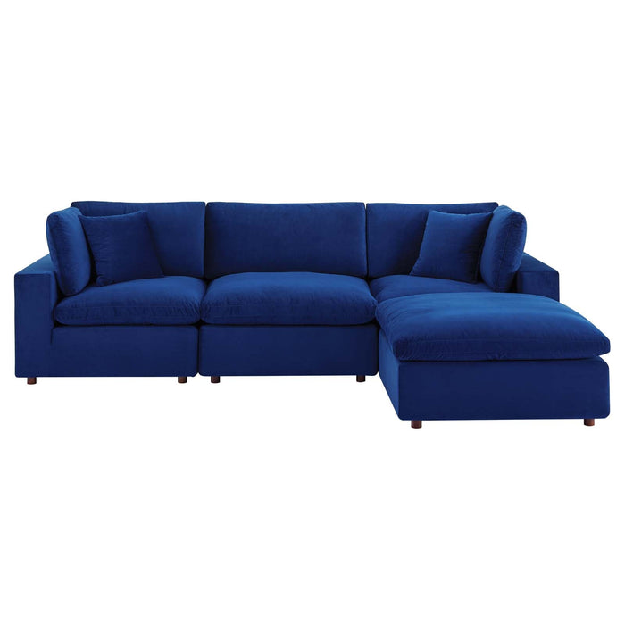 Commix Overstuffed Performance Velvet Sectional Sofa - Luxurious Comfort for Modern Living Spaces