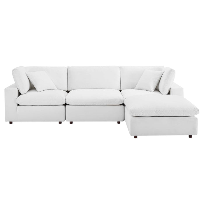 Commix 4-Piece Down Filled Overstuffed Performance Velvet Sectional Sofa