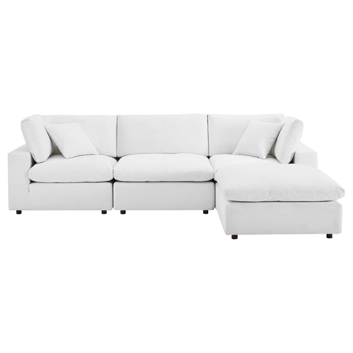 Commix Overstuffed Performance Velvet Sectional Sofa - Luxurious Comfort for Modern Living Spaces
