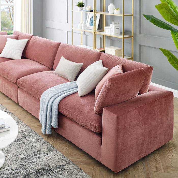 Commix Luxurious Down-Filled Overstuffed Performance Velvet Sofa for Stylish Living Room Comfort