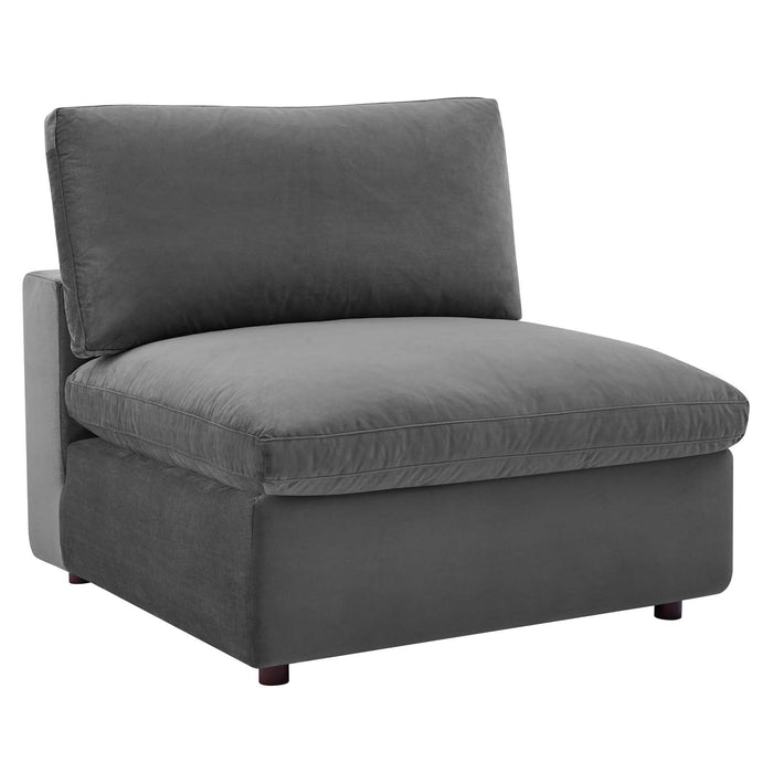 Commix Luxurious Down-Filled Overstuffed Performance Velvet Sofa for Stylish Living Room Comfort