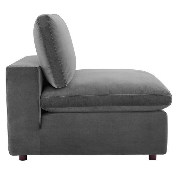 Commix Luxurious Down-Filled Overstuffed Performance Velvet Sofa for Stylish Living Room Comfort