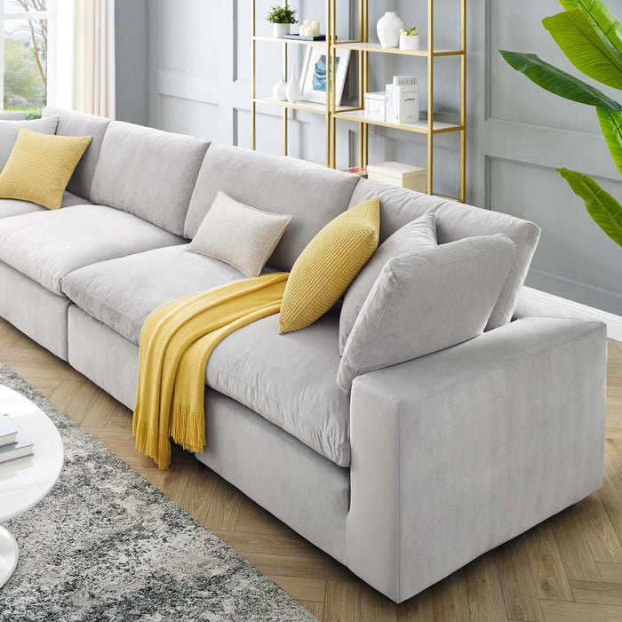 Commix Luxurious Down-Filled Overstuffed Performance Velvet Sofa for Stylish Living Room Comfort