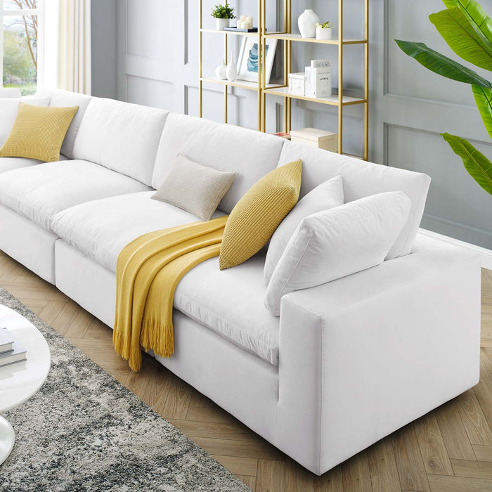 Commix Luxurious Down-Filled Overstuffed Performance Velvet Sofa for Stylish Living Room Comfort