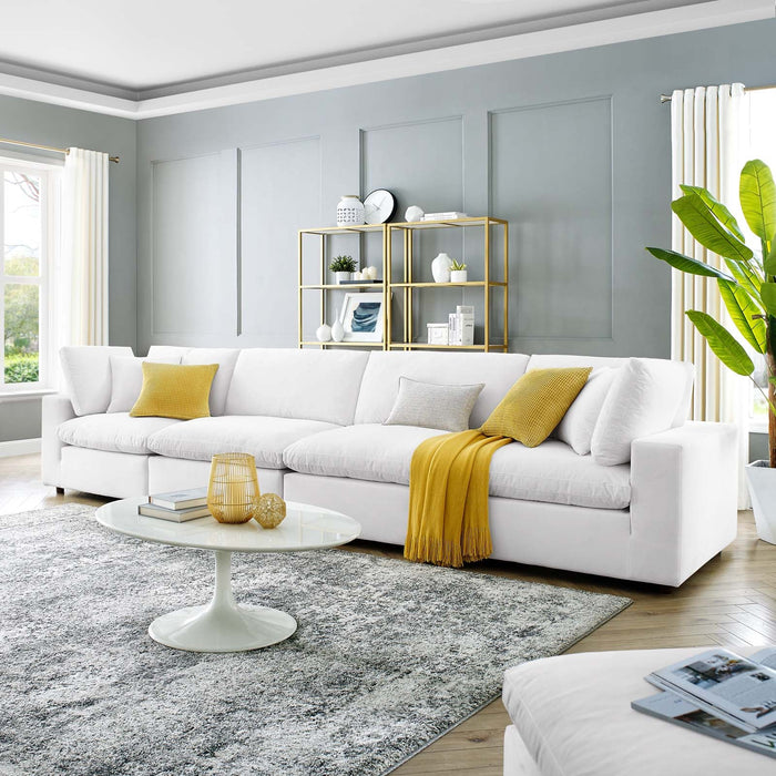 Commix Luxurious Down-Filled Overstuffed Performance Velvet Sofa for Stylish Living Room Comfort