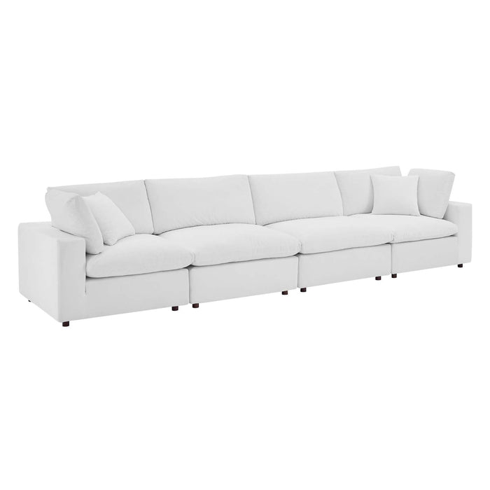 Commix Luxurious Down-Filled Overstuffed Performance Velvet Sofa for Stylish Living Room Comfort