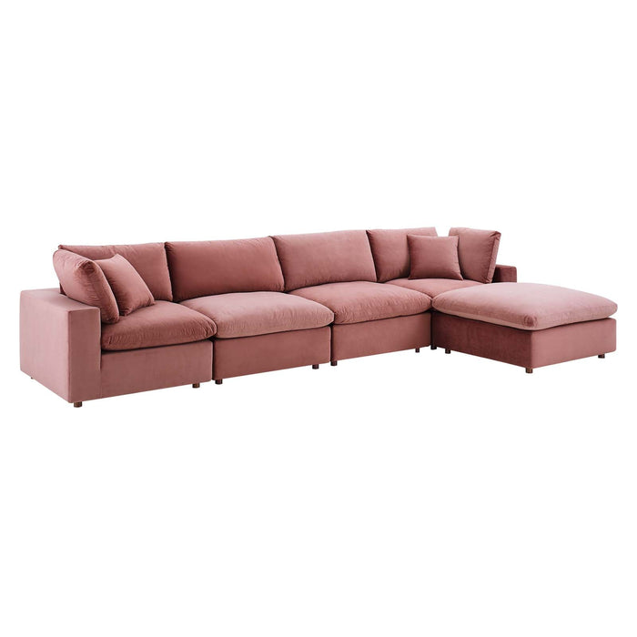 Commix Down Filled Overstuffed Performance Velvet Sectional Sofa for Ultimate Cozy Living Spaces
