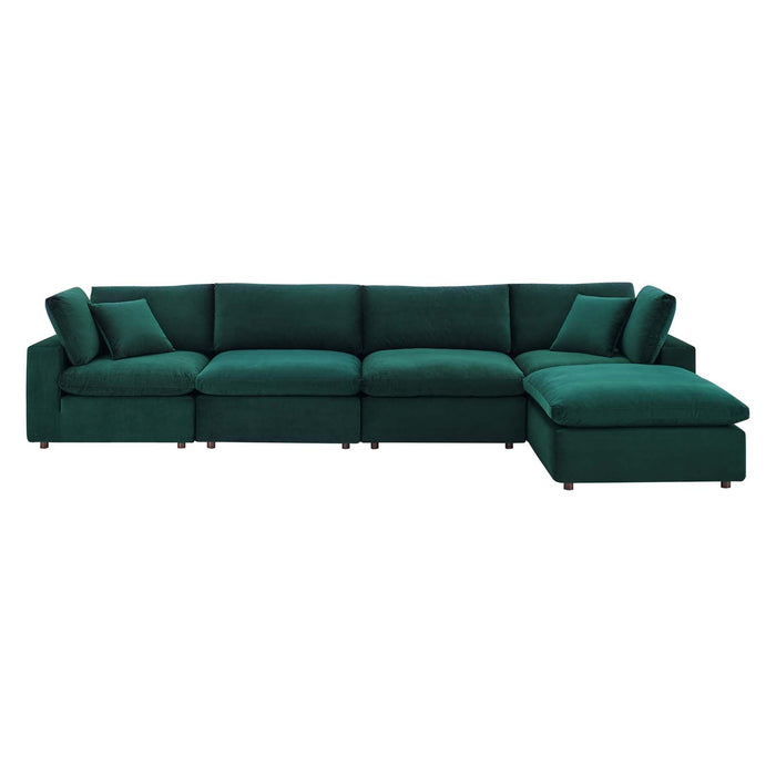 Commix Down Filled Overstuffed Performance Velvet Sectional Sofa for Ultimate Cozy Living Spaces