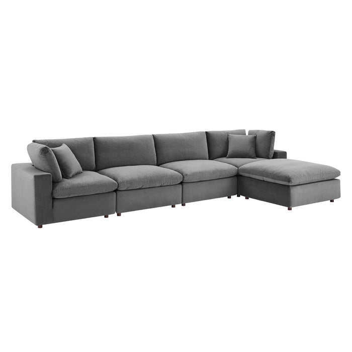 Commix Down Filled Overstuffed Performance Velvet Sectional Sofa for Ultimate Cozy Living Spaces