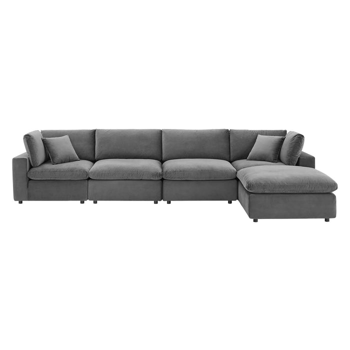 Commix Down Filled Overstuffed Performance Velvet Sectional Sofa for Ultimate Cozy Living Spaces