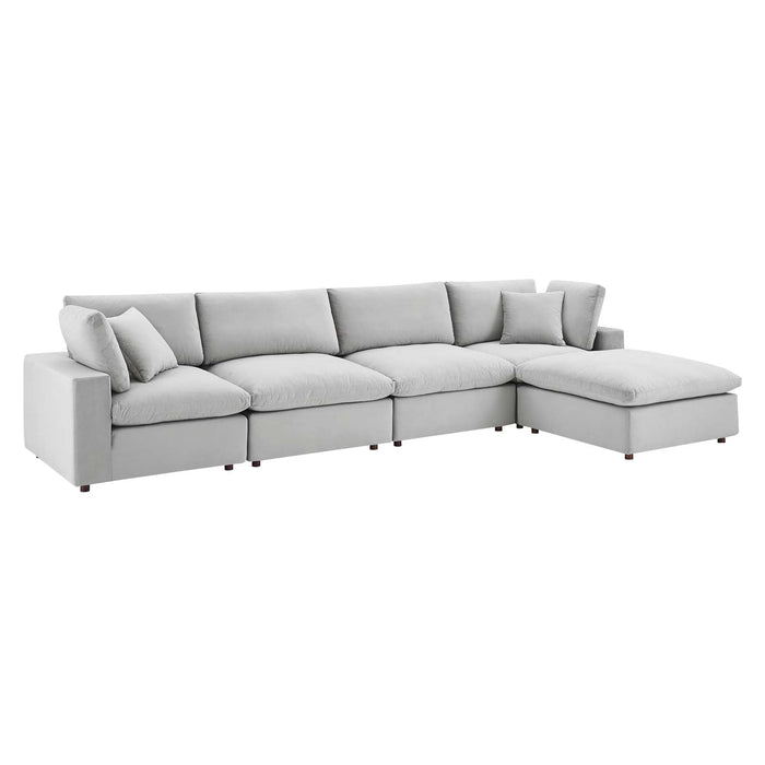 Commix Down Filled Overstuffed Performance Velvet Sectional Sofa for Ultimate Cozy Living Spaces