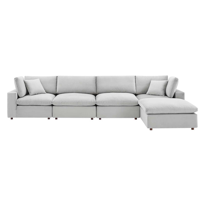 Commix Down Filled Overstuffed Performance Velvet Sectional Sofa for Ultimate Cozy Living Spaces