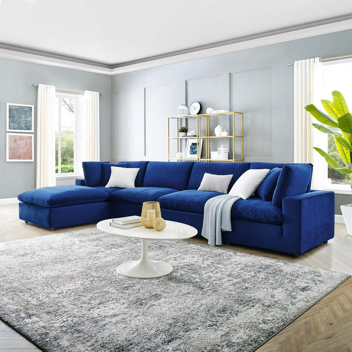 Commix Down Filled Overstuffed Performance Velvet Sectional Sofa for Ultimate Cozy Living Spaces