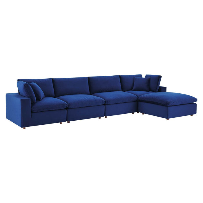 Commix Down Filled Overstuffed Performance Velvet Sectional Sofa for Ultimate Cozy Living Spaces