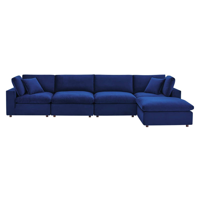 Commix Down Filled Overstuffed Performance Velvet Sectional Sofa for Ultimate Cozy Living Spaces