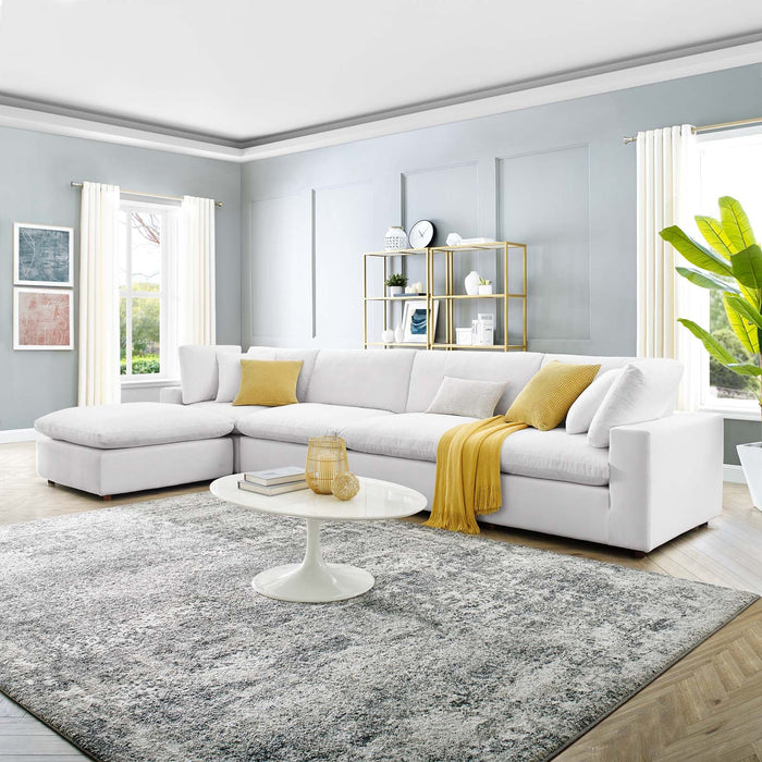 Commix Down Filled Overstuffed Performance Velvet Sectional Sofa for Ultimate Cozy Living Spaces