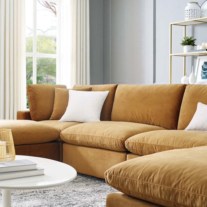 Commix Modern Down Filled Sectional Sofa - Plush Comfort, Stain-Resistant Velvet, Roomy Design