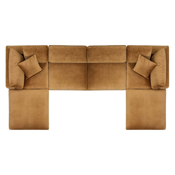 Commix Modern Down Filled Sectional Sofa - Plush Comfort, Stain-Resistant Velvet, Roomy Design