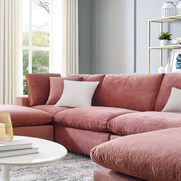 Commix Modern Down Filled Sectional Sofa - Plush Comfort, Stain-Resistant Velvet, Roomy Design