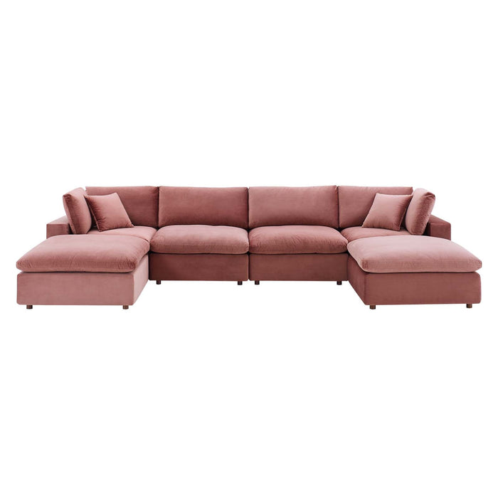 Commix Modern Down Filled Sectional Sofa - Plush Comfort, Stain-Resistant Velvet, Roomy Design