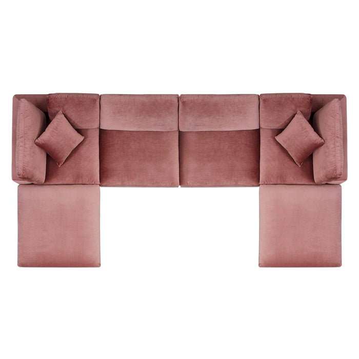 Commix Modern Down Filled Sectional Sofa - Plush Comfort, Stain-Resistant Velvet, Roomy Design