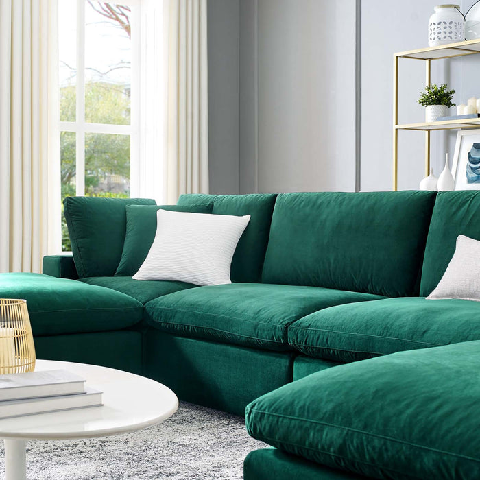 Commix Modern Down Filled Sectional Sofa - Plush Comfort, Stain-Resistant Velvet, Roomy Design