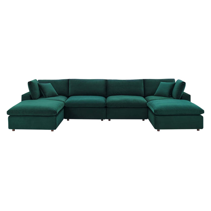 Commix Modern Down Filled Sectional Sofa - Plush Comfort, Stain-Resistant Velvet, Roomy Design