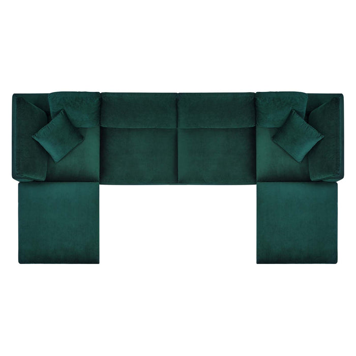 Commix Modern Down Filled Sectional Sofa - Plush Comfort, Stain-Resistant Velvet, Roomy Design