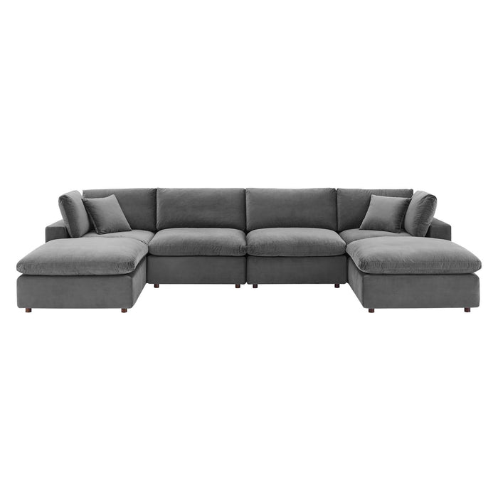Commix Modern Down Filled Sectional Sofa - Plush Comfort, Stain-Resistant Velvet, Roomy Design