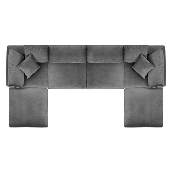 Commix Modern Down Filled Sectional Sofa - Plush Comfort, Stain-Resistant Velvet, Roomy Design