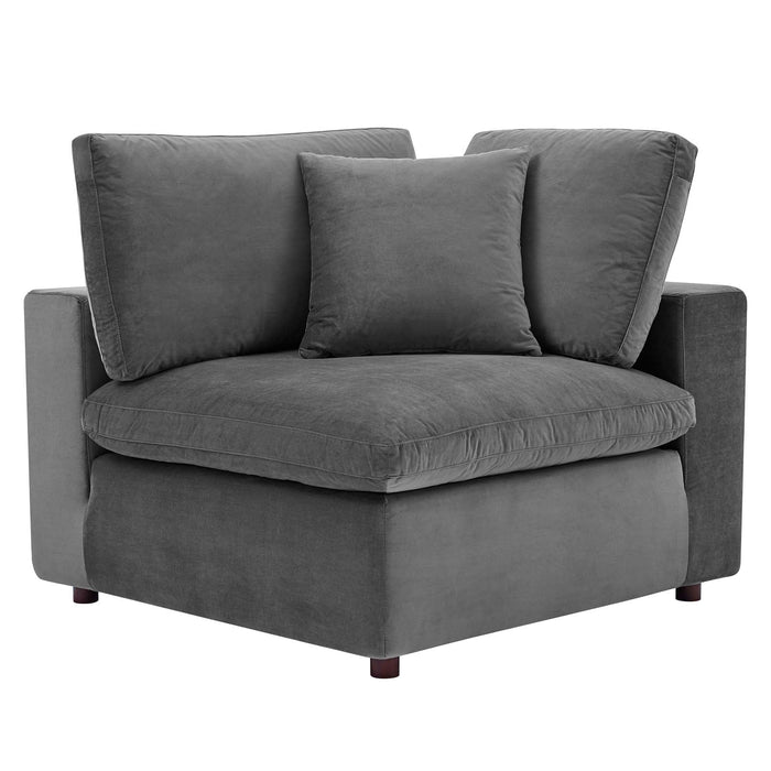 Commix Modern Down Filled Sectional Sofa - Plush Comfort, Stain-Resistant Velvet, Roomy Design