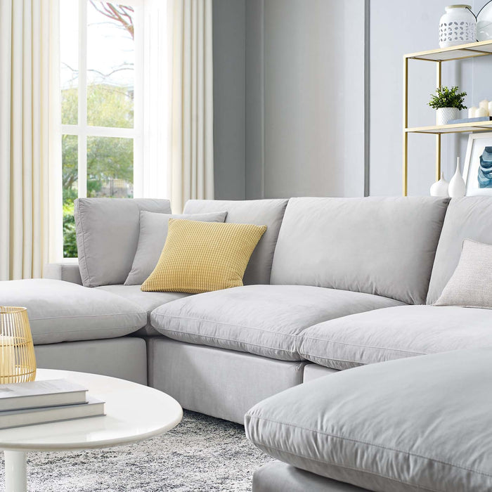 Commix Modern Down Filled Sectional Sofa - Plush Comfort, Stain-Resistant Velvet, Roomy Design