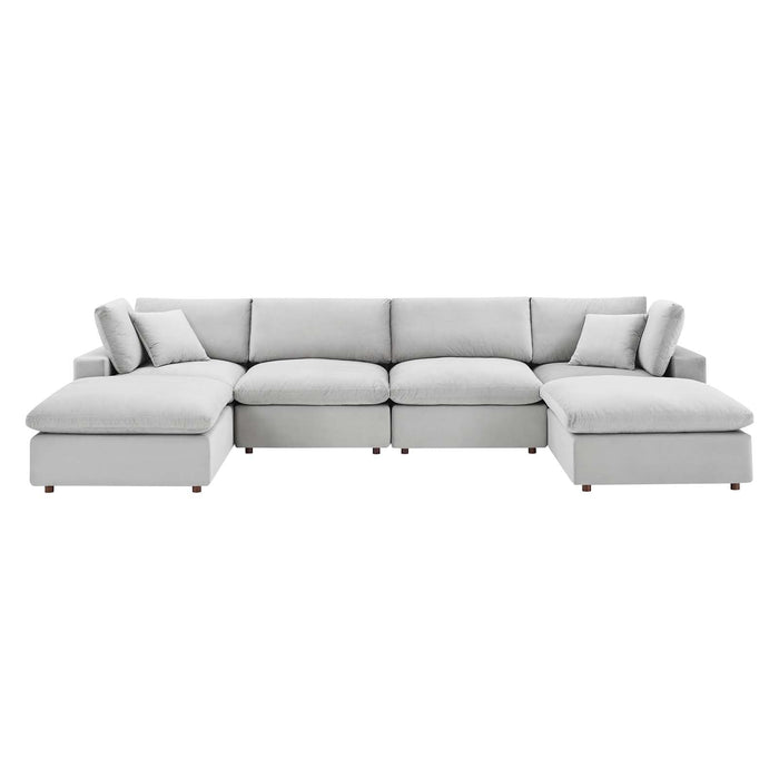 Commix Modern Down Filled Sectional Sofa - Plush Comfort, Stain-Resistant Velvet, Roomy Design