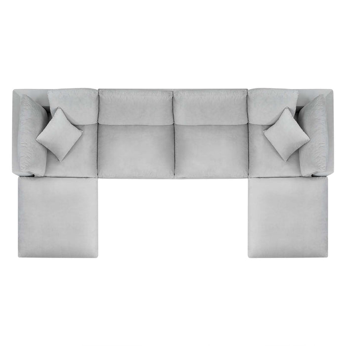 Commix Modern Down Filled Sectional Sofa - Plush Comfort, Stain-Resistant Velvet, Roomy Design