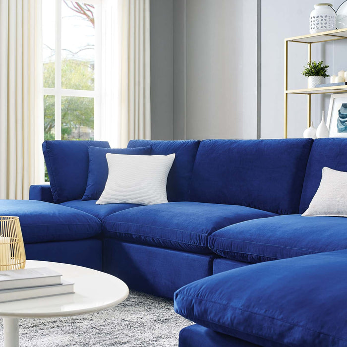 Commix Modern Down Filled Sectional Sofa - Plush Comfort, Stain-Resistant Velvet, Roomy Design