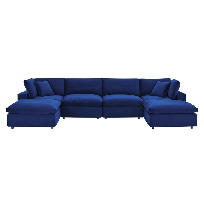 Commix Modern Down Filled Sectional Sofa - Plush Comfort, Stain-Resistant Velvet, Roomy Design