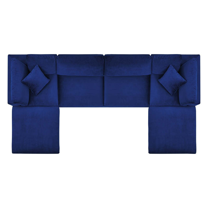 Commix Modern Down Filled Sectional Sofa - Plush Comfort, Stain-Resistant Velvet, Roomy Design
