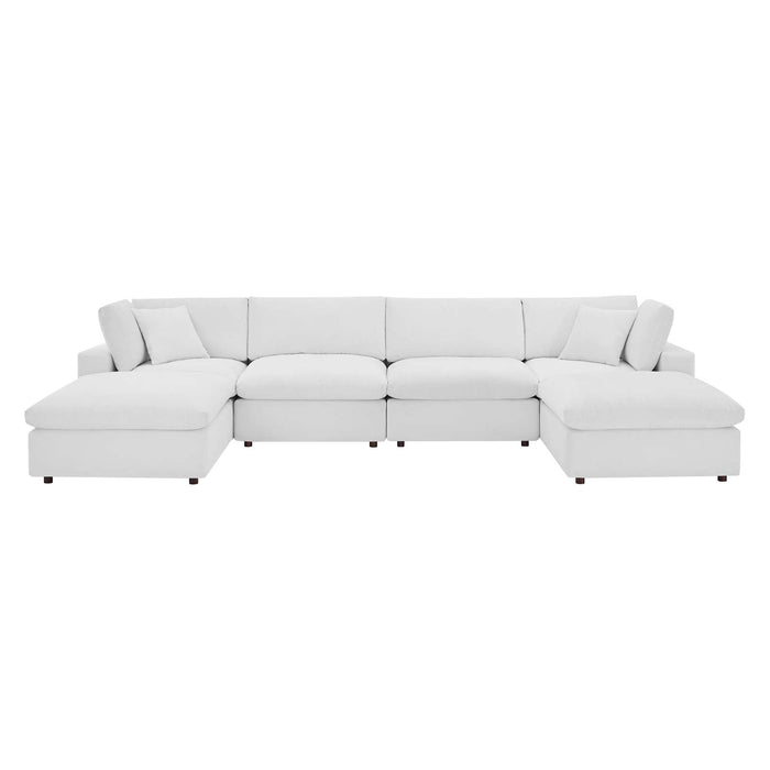 Commix Modern Down Filled Sectional Sofa - Plush Comfort, Stain-Resistant Velvet, Roomy Design