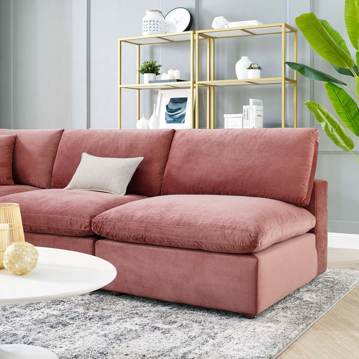 Commix Plush Performance Velvet Sectional Sofa - Overstuffed Comfort for Modern Living Spaces