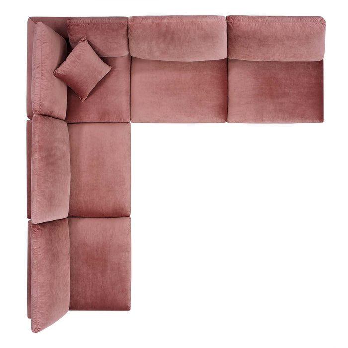 Commix Plush Performance Velvet Sectional Sofa - Overstuffed Comfort for Modern Living Spaces