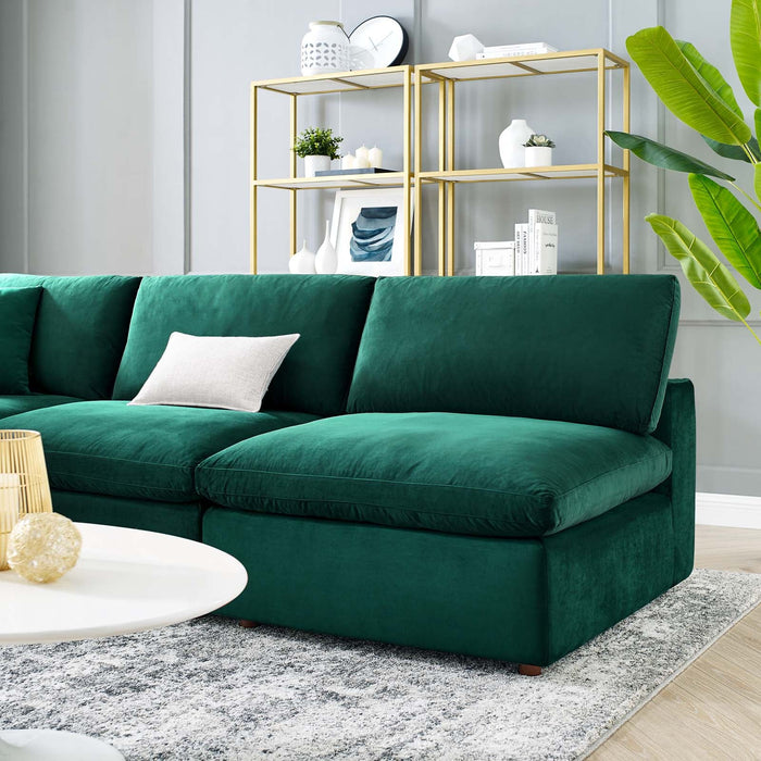 Commix Plush Performance Velvet Sectional Sofa - Overstuffed Comfort for Modern Living Spaces