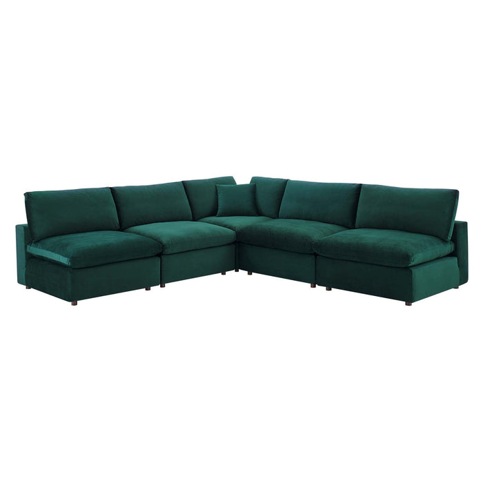 Commix Plush Performance Velvet Sectional Sofa - Overstuffed Comfort for Modern Living Spaces