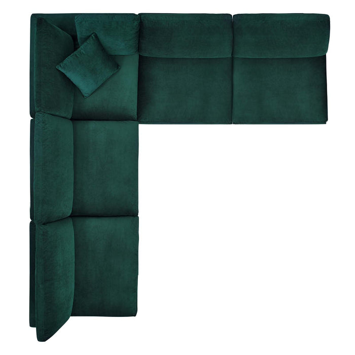 Commix Plush Performance Velvet Sectional Sofa - Overstuffed Comfort for Modern Living Spaces