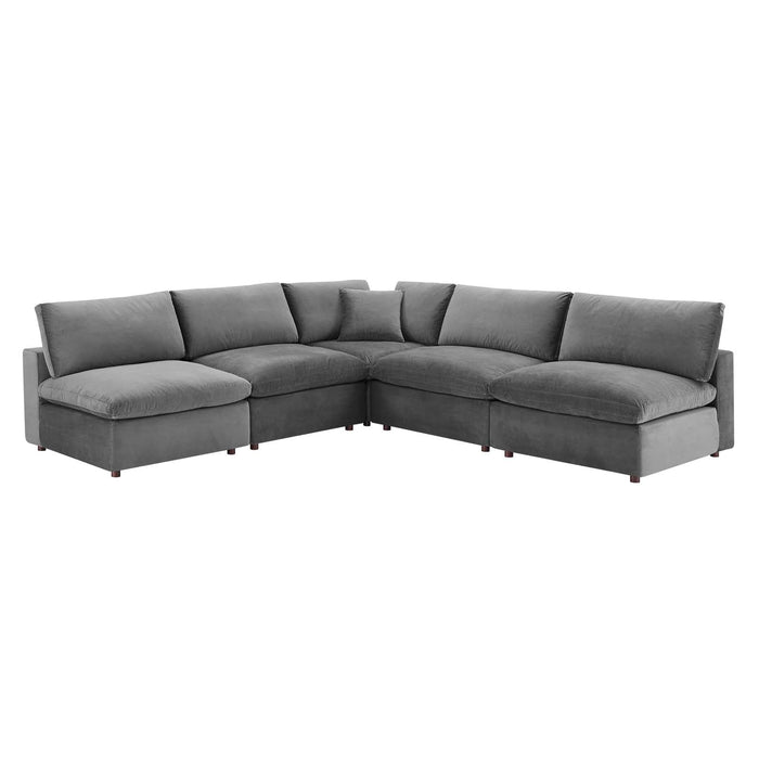 Commix Plush Performance Velvet Sectional Sofa - Overstuffed Comfort for Modern Living Spaces
