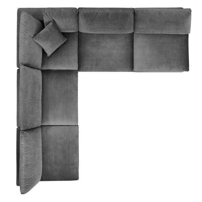 Commix Plush Performance Velvet Sectional Sofa - Overstuffed Comfort for Modern Living Spaces