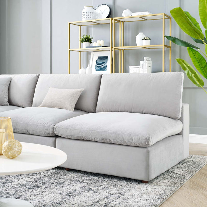 Commix Plush Performance Velvet Sectional Sofa - Overstuffed Comfort for Modern Living Spaces