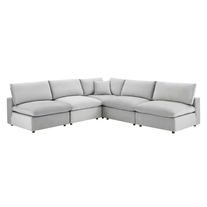 Commix Plush Performance Velvet Sectional Sofa - Overstuffed Comfort for Modern Living Spaces